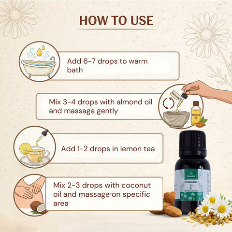 Chamomile Essential Oil for Aromatherapy & External Use, Mild Floral Fragrance Oil, 15 ml