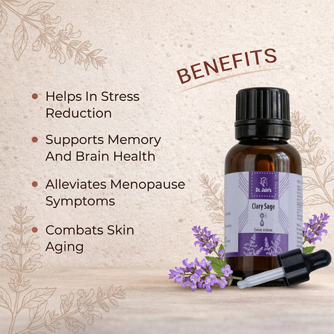 Clary Sage Essential Oil for Aromatherapy & External Use, Herbal Fragrance Oil, 15 ml