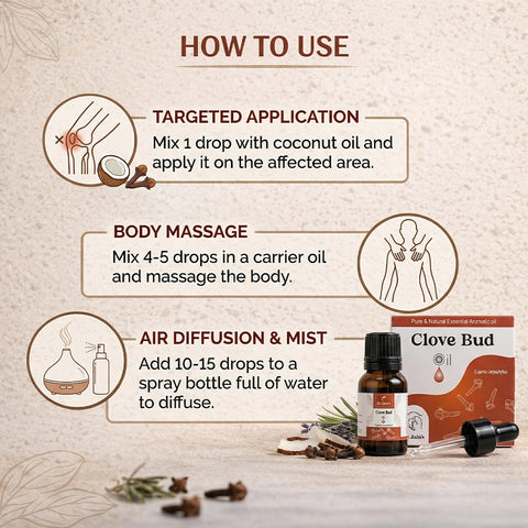 Clove Bud Essential Oil for Aromatherapy & External Use, Warm Spicy Fragrance Oil, 15 ml