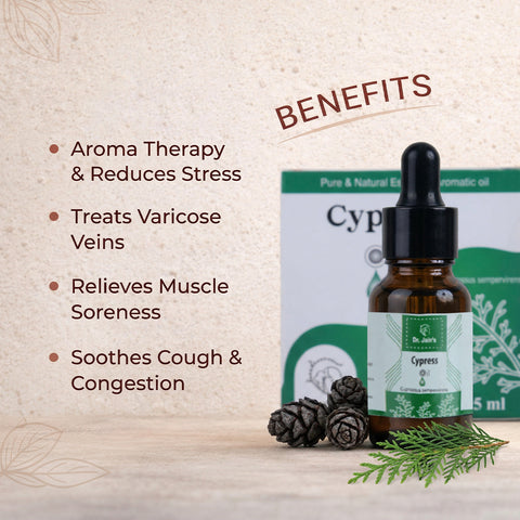 Cypress Essential Oil for Aromatherapy & External Use, Fresh Woody Fragrance Oil, 15 ml