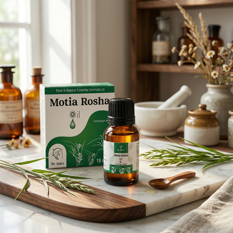 Motia Rosha (Palmarosa) Essential Oil for Aromatherapy & External Use, Floral Fragrance Oil, 15 ml