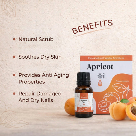 Apricot Essential Oil for Skin & Hair Care, Lightweight & Moisturizing Oil, Non-Greasy Formula, 15 ml