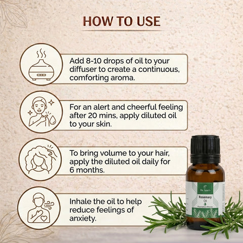 Rosemary Essential Oil for Hair Care & Aromatherapy | 100% Pure & Natural Rosemary Oil | Fresh Herbal Aroma for Scalp Care & Self-Care | Multipurpose Use | 15ml
