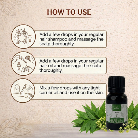 Neem Essential Oil for Skin & Hair Care | 100% Pure & Natural Neem Oil | Helps Soothe Skin & Maintain Healthy Scalp | Multipurpose Use | 15ml