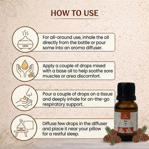 Pine Essential Oil for Aromatherapy & Home Fragrance | 100% Pure & Natural Pine Needle Oil | Fresh Woody Aroma for Relaxation & Self-Care | Multipurpose Use | 15ml