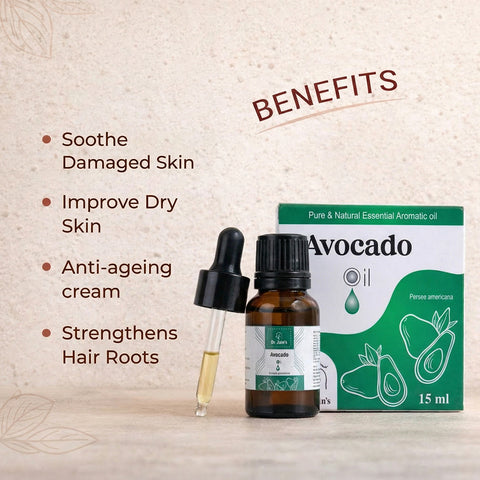 Avocado Essential Oil for Skin & Hair Care, Moisturizing & Nourishing Oil, Lightweight & Non-Greasy, 15 ml