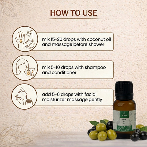 Olive Oil for Skin & Hair Care | 100% Pure & Natural Olive Oil | Moisturizing & Nourishing Care for Hair, Skin & Massage | Multipurpose Use | 15ml