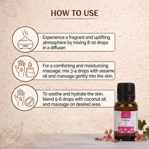 Geranium Essential Oil for Aromatherapy & External Use, Floral Fragrance Oil, 15 ml