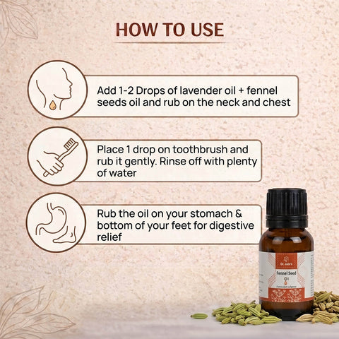 Fennel Seed Essential Oil for Aromatherapy & External Use, Sweet Herbal Fragrance Oil, 15 ml
