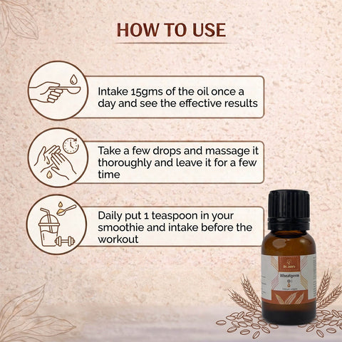 Wheatgerm Oil for Skin & Hair Care | 100% Pure & Natural Wheatgerm Oil | Deeply Moisturizing Oil for Skin, Hair & Massage | Multipurpose Use | 15ml