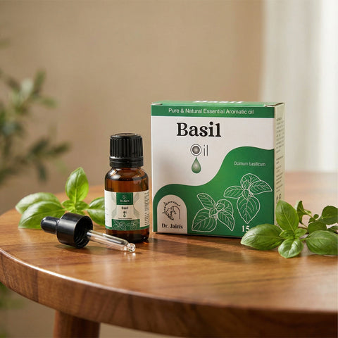 Basil Essential Oil for Aromatherapy & External Use, Refreshing Herbal Fragrance Oil, 15 ml