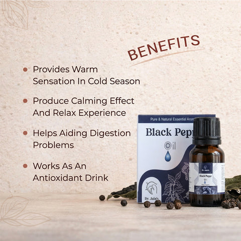 Black Pepper Essential Oil for Aromatherapy & External Use, Spicy Fragrance Oil, 15 ml