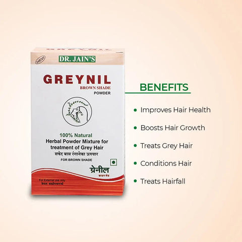 Greynil Herbal Hair Color, Brown Shade, 500g Dr. Jain's